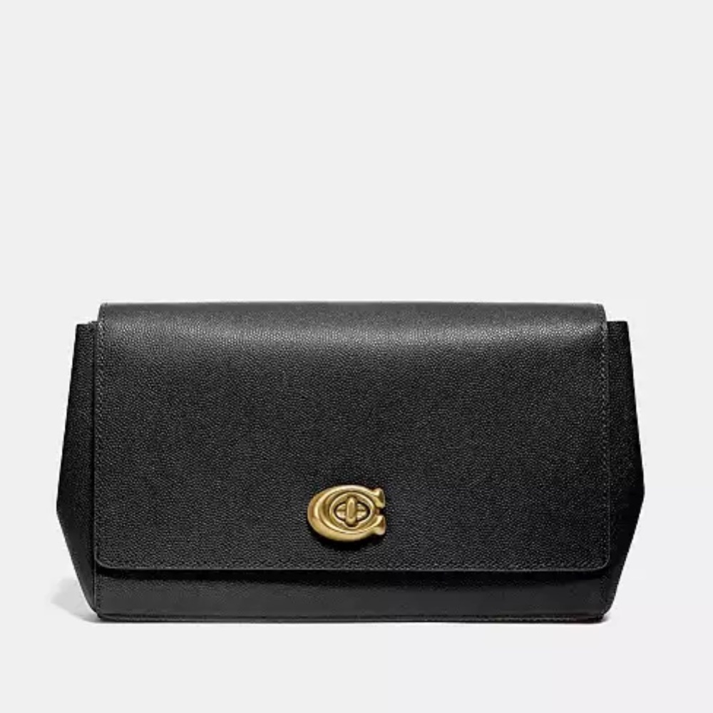 Coach Alexa Turnlock Crossgrain Leather Clutch Chain Crossbody Purse - Picture 14 of 16